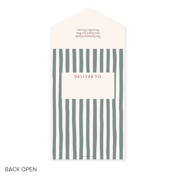 seal and send Christmas card with stripes and address area