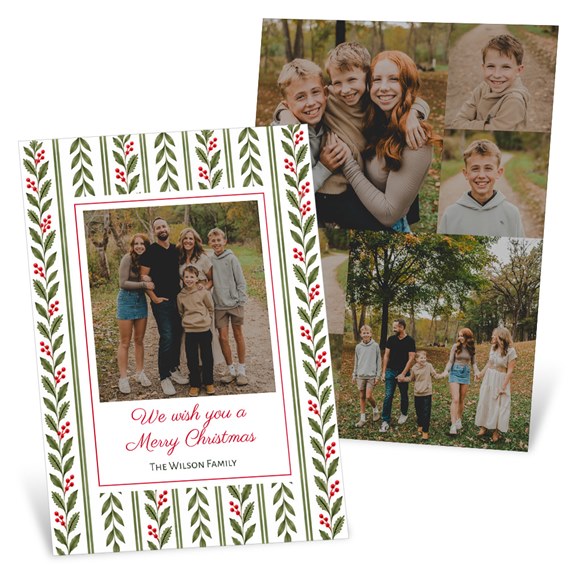 holiday card with decorative frame and photo area