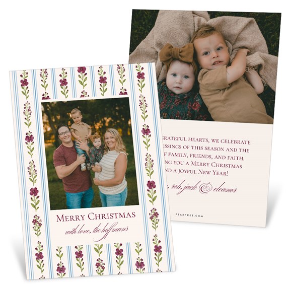 photo placeholder, floral design, Christmas card