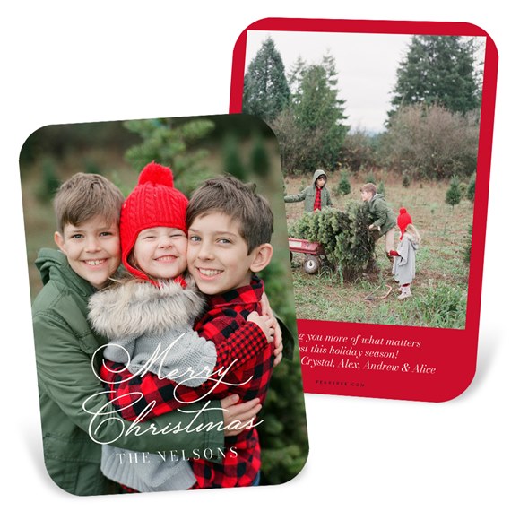 Christmas card with photo placeholders and customizable text area