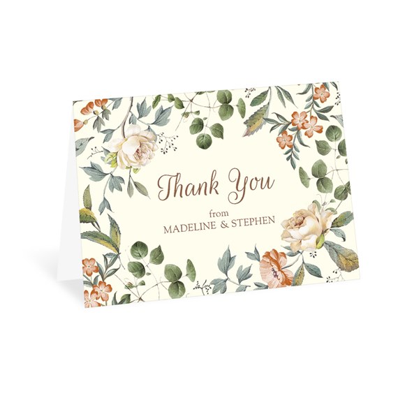 floral thank you card with customizable text area