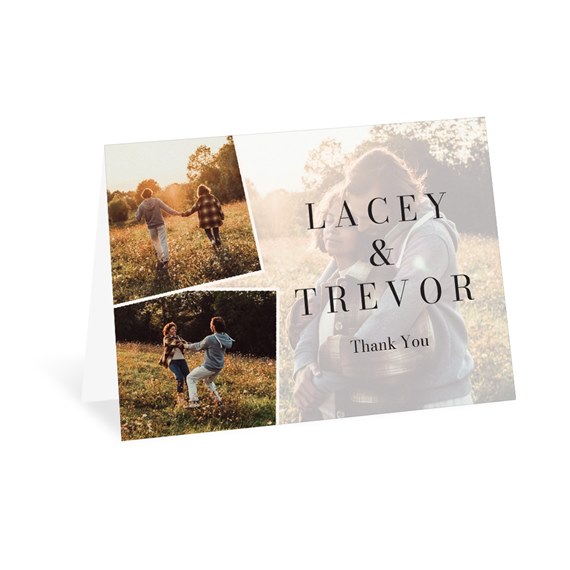thank you card with photo placeholders and text area