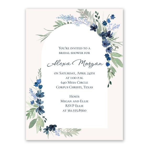 bridal shower invitation with floral border and customizable text area