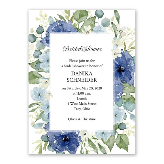 floral bridal shower invitation with customizable text area