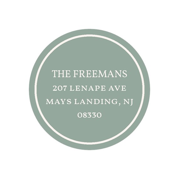 round address label with customizable text area