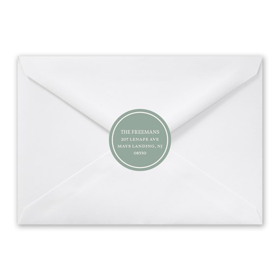 round address label on white envelope, customizable text area