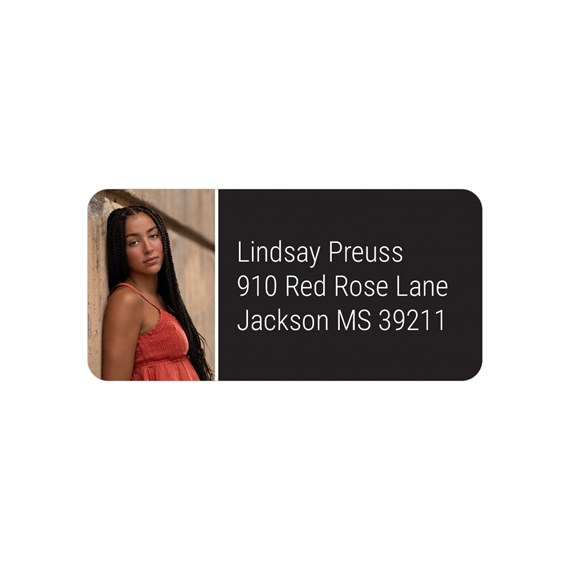 address label with photo placeholder