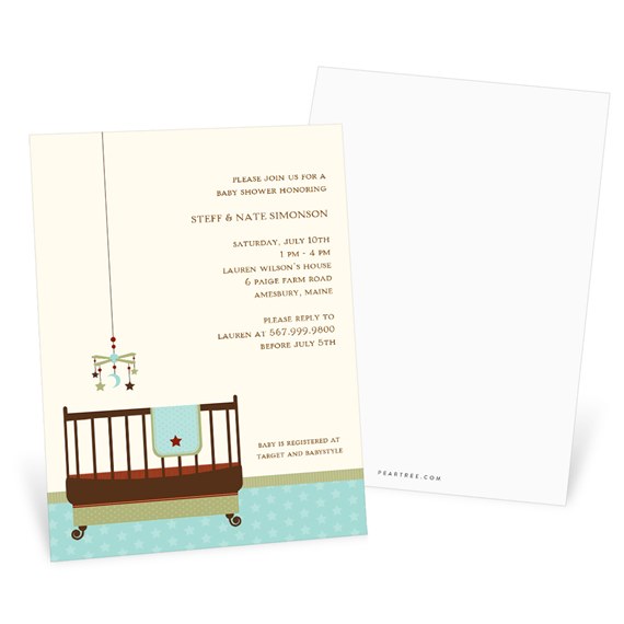 Lullaby Baby in Aqua - Baby Shower Invitations