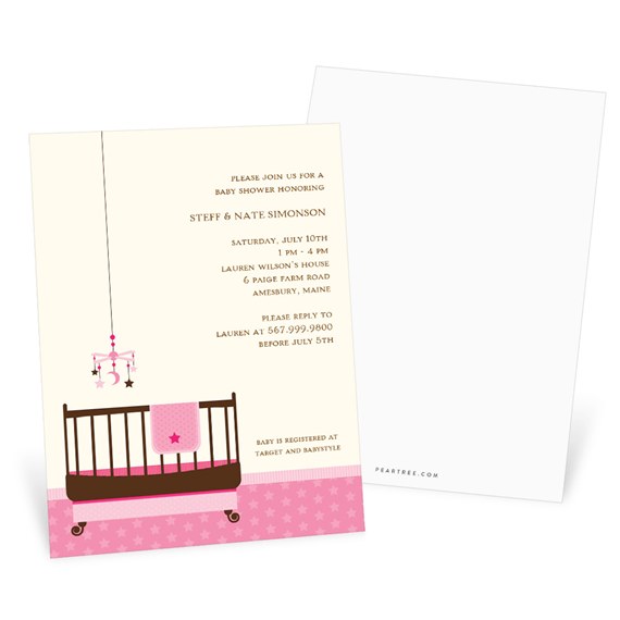 Lullaby Baby in Pink - Baby Shower Invitations