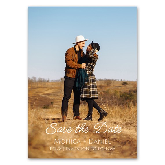 save the date magnet with photo placeholder and text