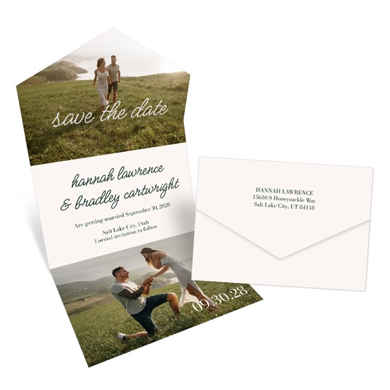 save the date card and envelope with photo area