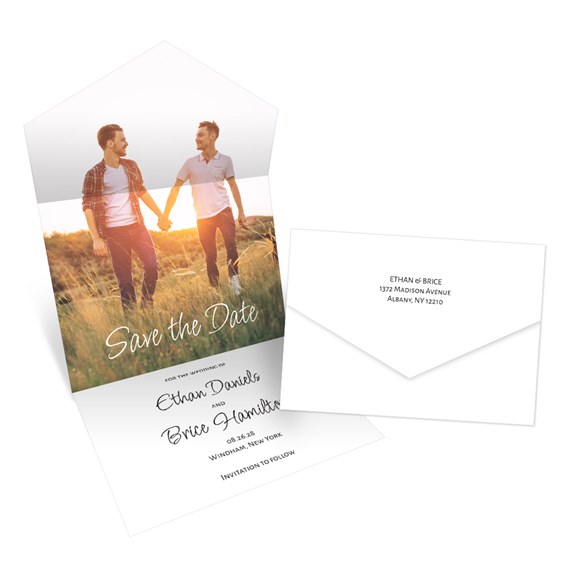 save the date card with photo area and printed text