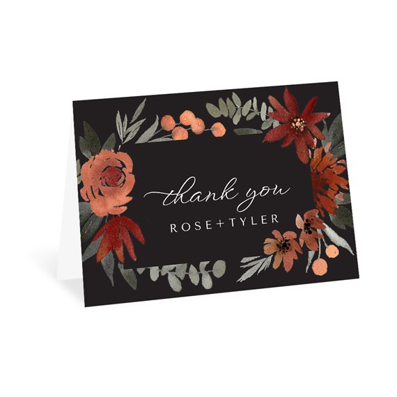 thank you card with floral design and customizable text area