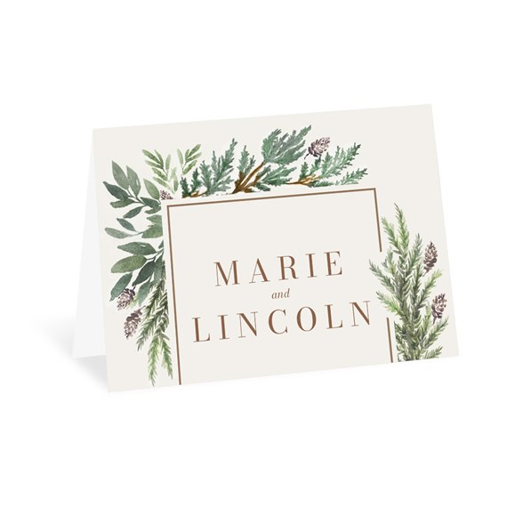 thank you card with foliage border and customizable text area