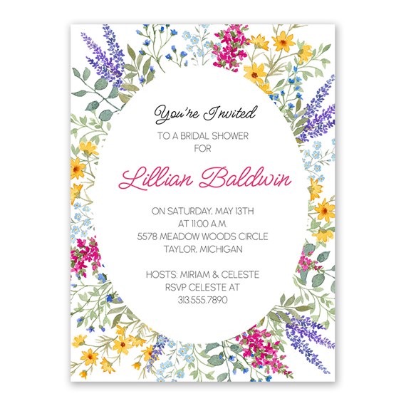 floral bridal shower invitation with photo area