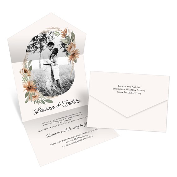 invitation with photo placeholder and floral design