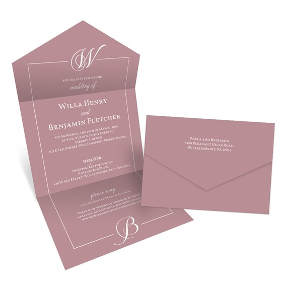 monogram seal and send invitation with envelope