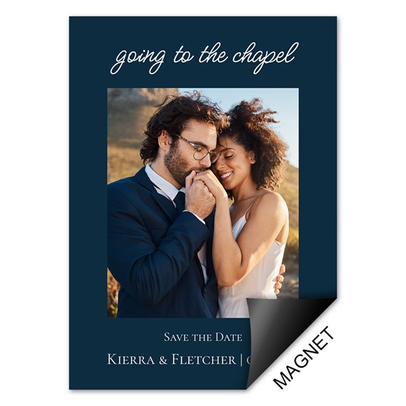 save the date magnet with photo area and text