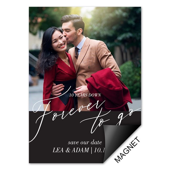 save-the-date magnet with photo placeholder and elegant text