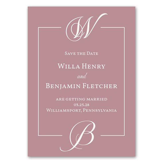 save the date magnet with monogram and decorative border