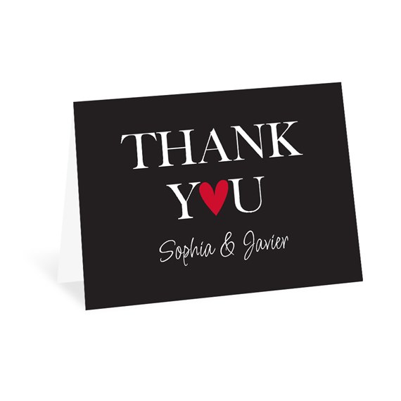 thank you card with text and heart design