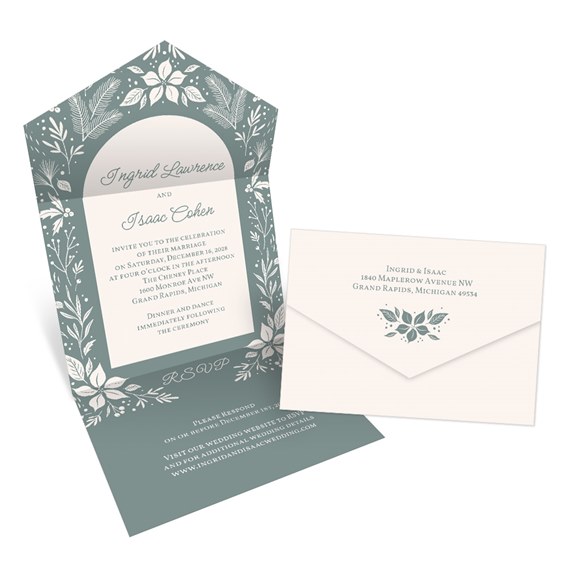 floral invitation with customizable text area and matching envelope