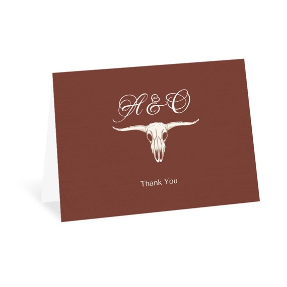 western style thank you card with skull illustration