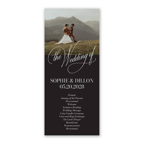 wedding program with customizable text area