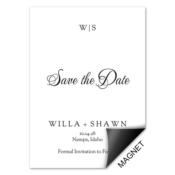 save-the-date magnet with elegant script and names