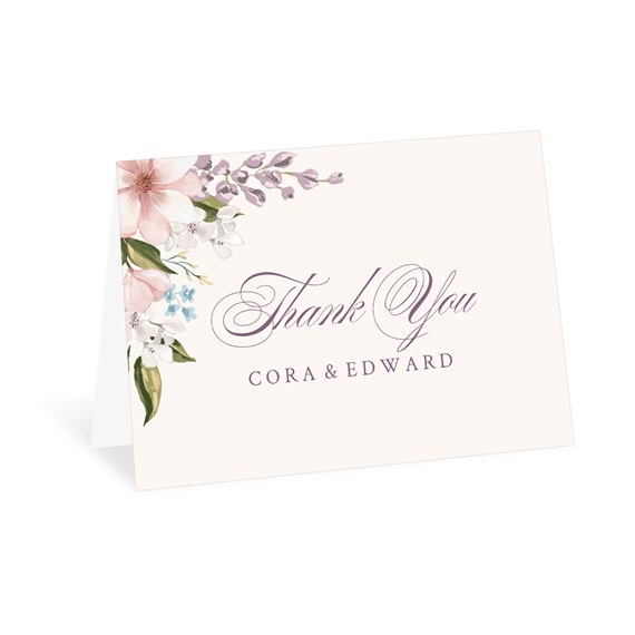 thank you card with floral design and customizable text area
