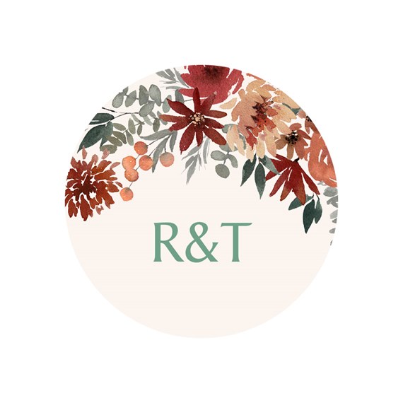 round floral envelope seal with text area