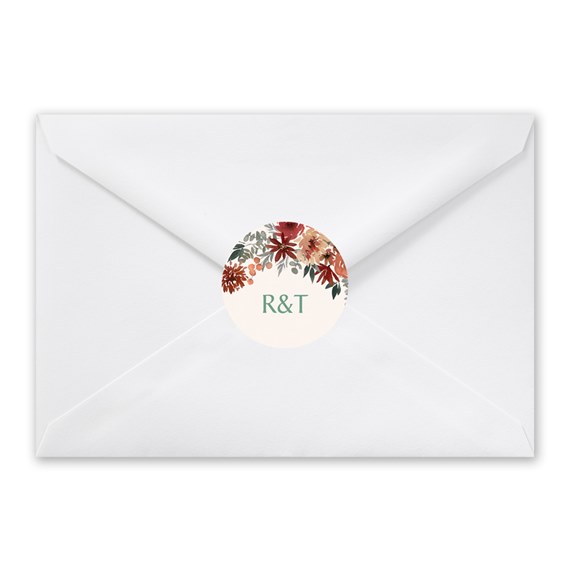 floral envelope seal with initials
