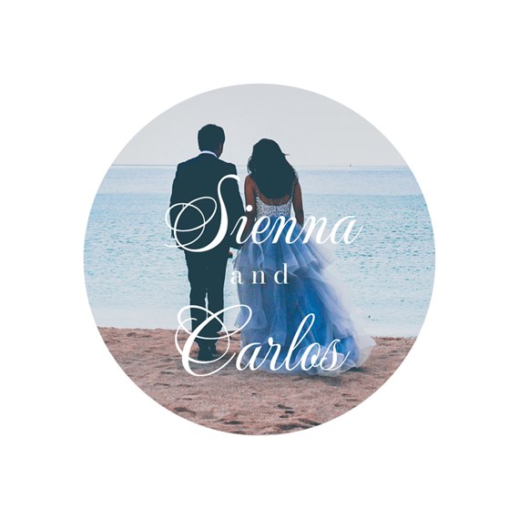 photo placeholder, circular seal with text