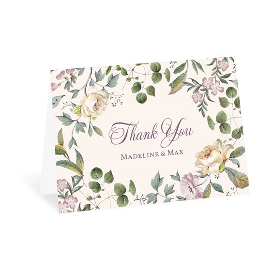 thank you card with floral design and customizable text area