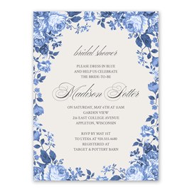 Vintage Blue Floral - Bridal Shower Invitations