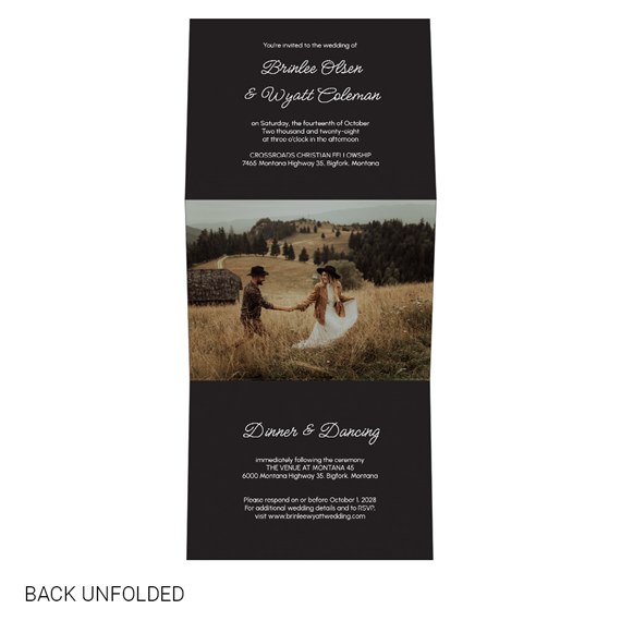 wedding invitation with photo placeholder and text details