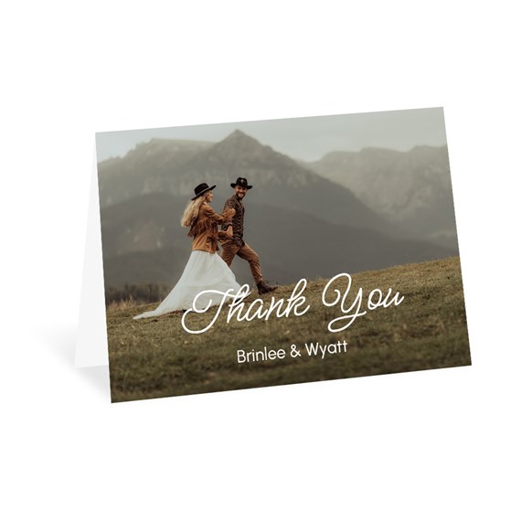 thank you card with scenic background and customizable text area