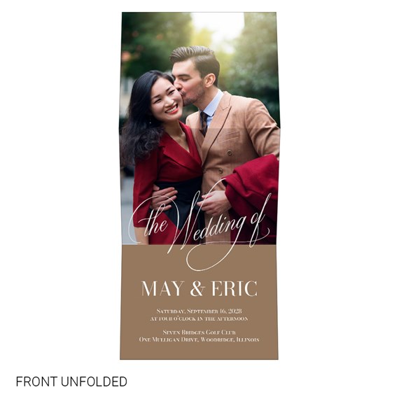 wedding invitation with photo area and decorative text