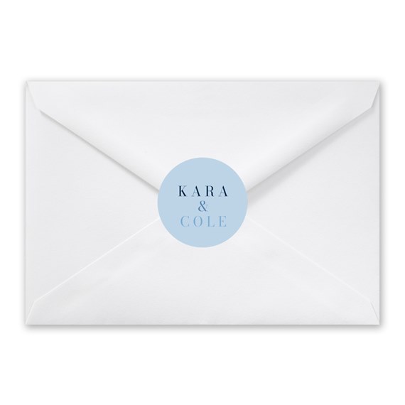 envelope with circular seal and customizable text area