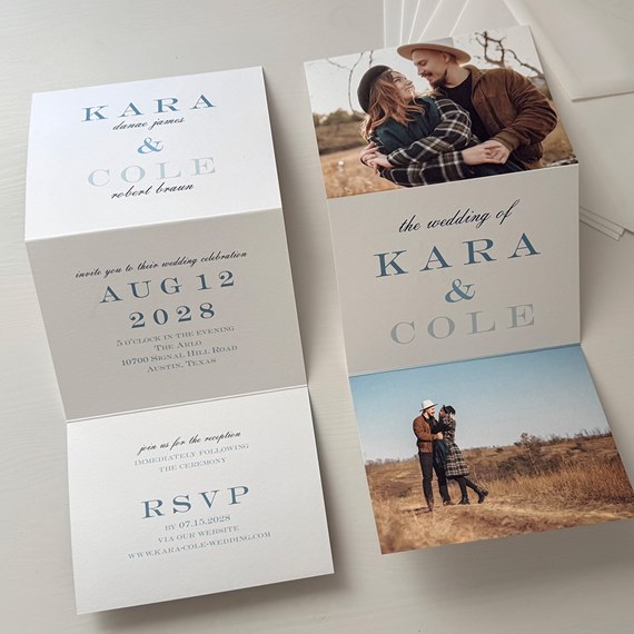 wedding invitation with photo area, customizable text area