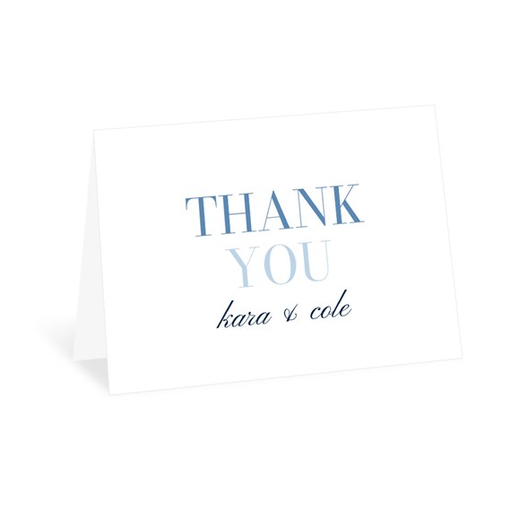 thank you card with gradient blue text and customizable text area