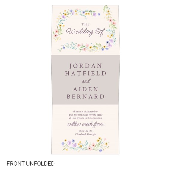 floral wedding invitation with customizable text area