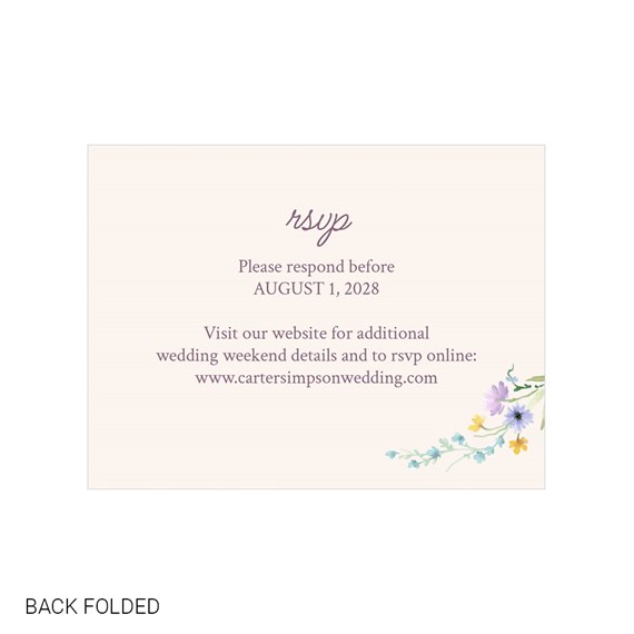 floral RSVP card with customizable text area