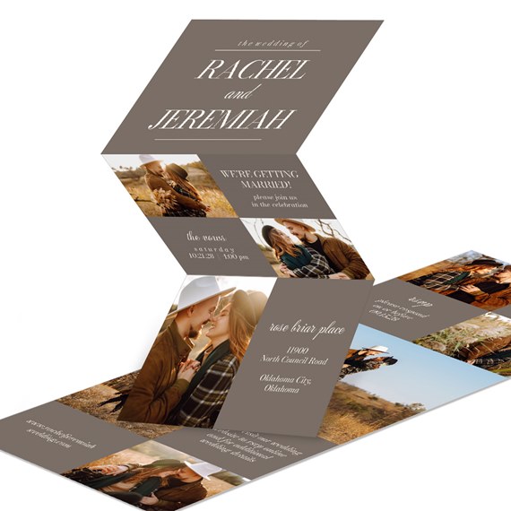 wedding invitation with photo placeholders and text