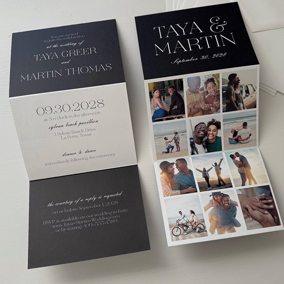 wedding invitation with photo area and text