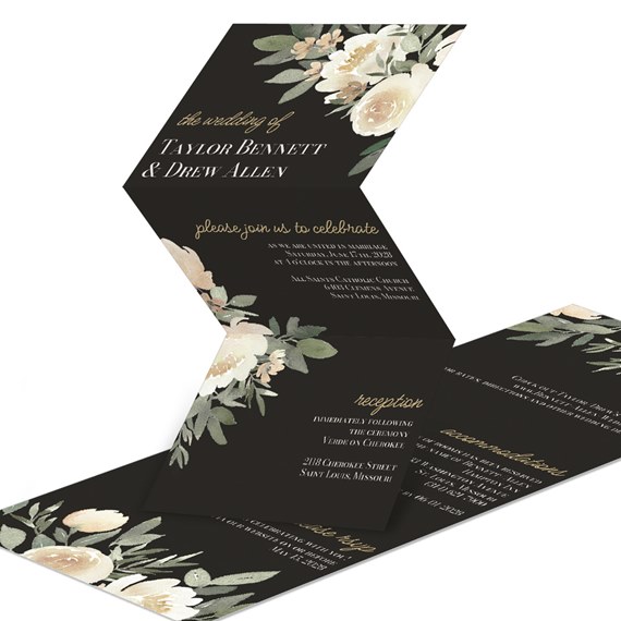 floral wedding invitation with customizable text area