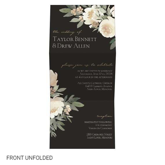 floral wedding invitation with photo placeholder