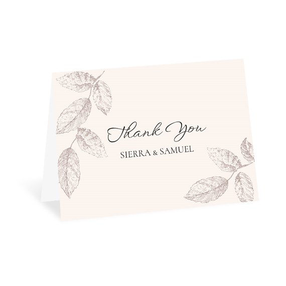 botanical thank you card with leaves illustration and text area