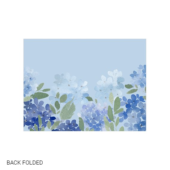 floral design invitation with blue flowers and leaves