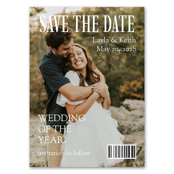 save the date magnet with photo area, couple embracing